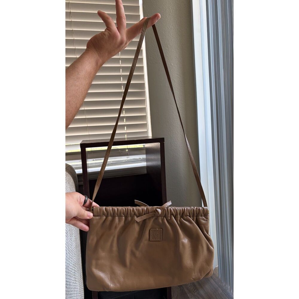 Vintage Anne Klein for Calderon Brown Ruched Shoulder Bag Crossbody Purse